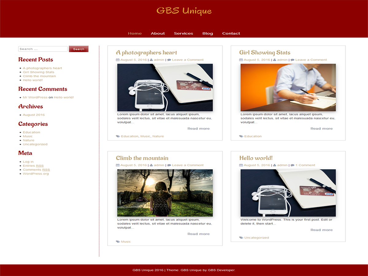 Gbs Unique Preview Wordpress Theme - Rating, Reviews, Preview, Demo & Download