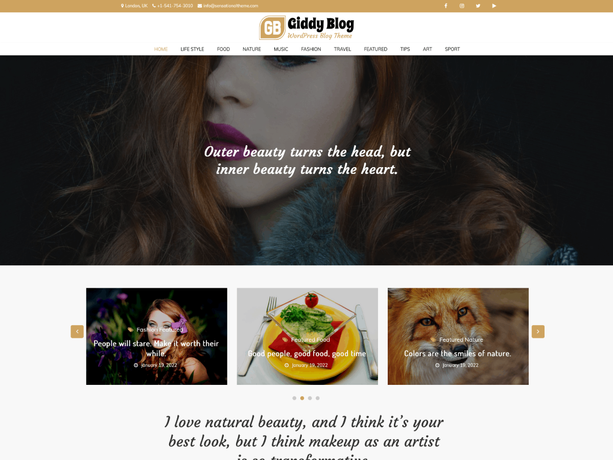 Giddy Blog Preview Wordpress Theme - Rating, Reviews, Preview, Demo & Download