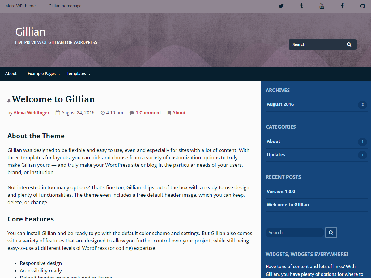 Gillian Preview Wordpress Theme - Rating, Reviews, Preview, Demo & Download