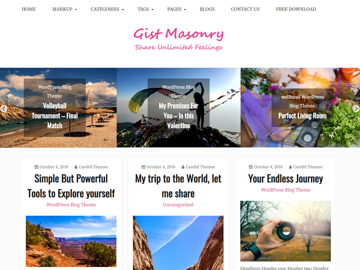 Gist Masonry Preview Wordpress Theme - Rating, Reviews, Preview, Demo & Download