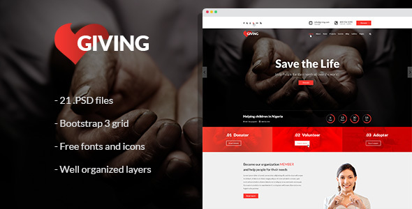Giving Preview Wordpress Theme - Rating, Reviews, Preview, Demo & Download