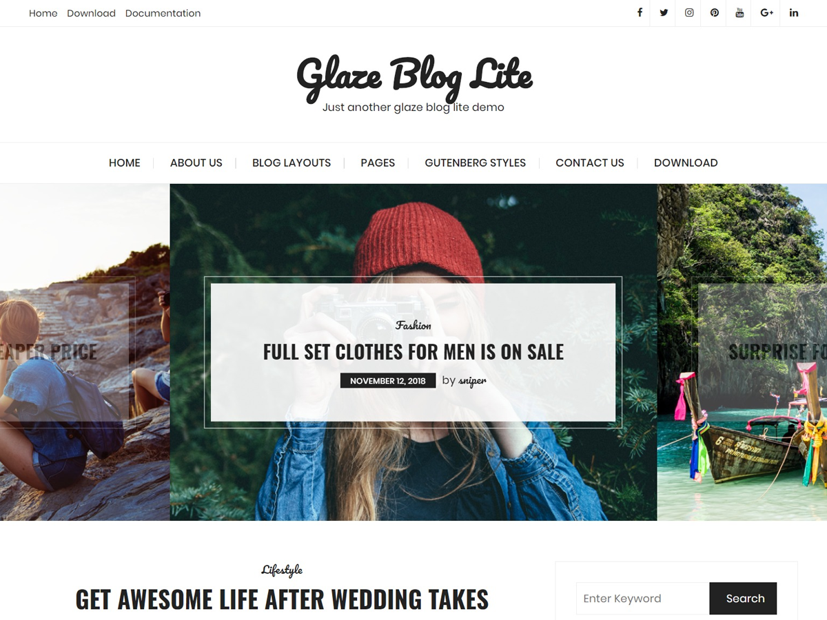 Glaze Blog Preview Wordpress Theme - Rating, Reviews, Preview, Demo & Download