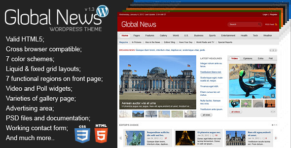 Global News Preview Wordpress Theme - Rating, Reviews, Preview, Demo & Download