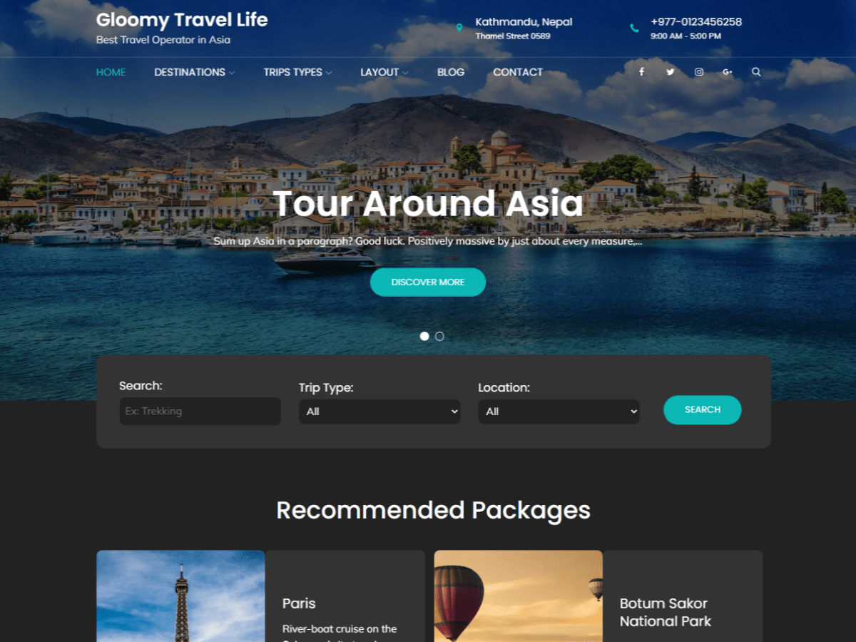 Gloomy Travel Preview Wordpress Theme - Rating, Reviews, Preview, Demo & Download