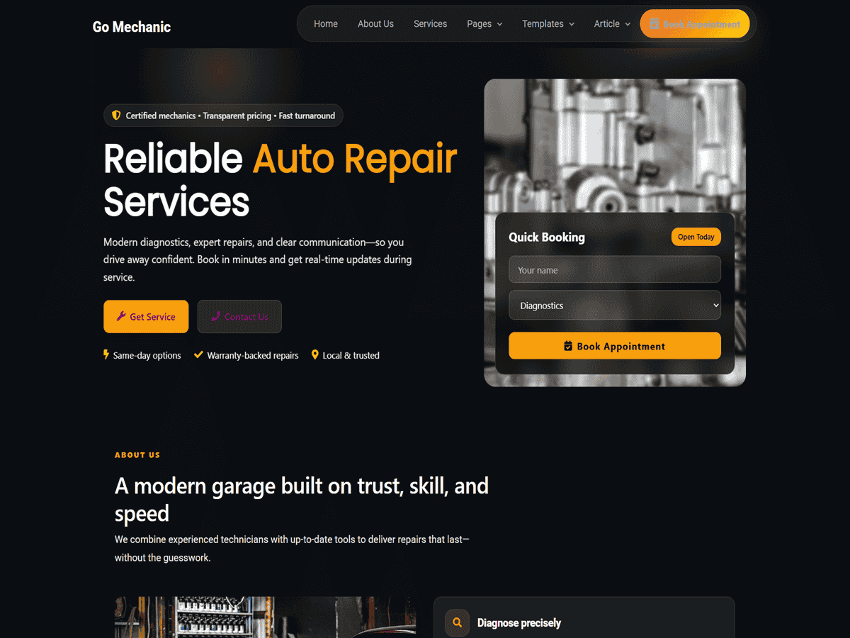 Go Mechanic Preview Wordpress Theme - Rating, Reviews, Preview, Demo & Download