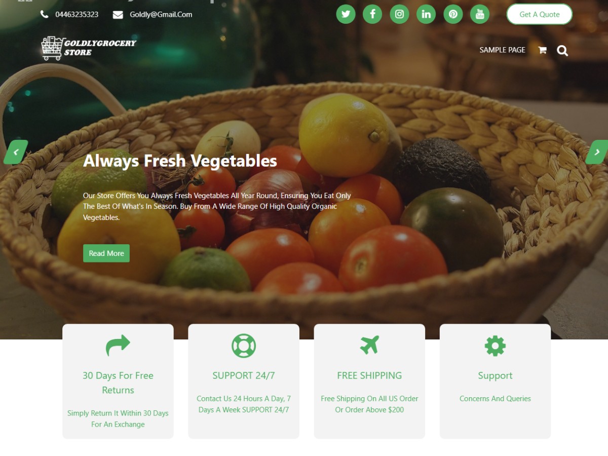 Goldly Grocery Preview Wordpress Theme - Rating, Reviews, Preview, Demo & Download