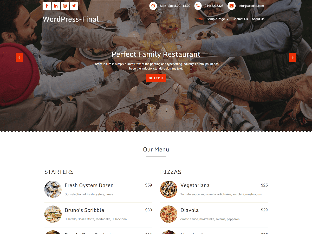 Goldy Restaurant Preview Wordpress Theme - Rating, Reviews, Preview, Demo & Download