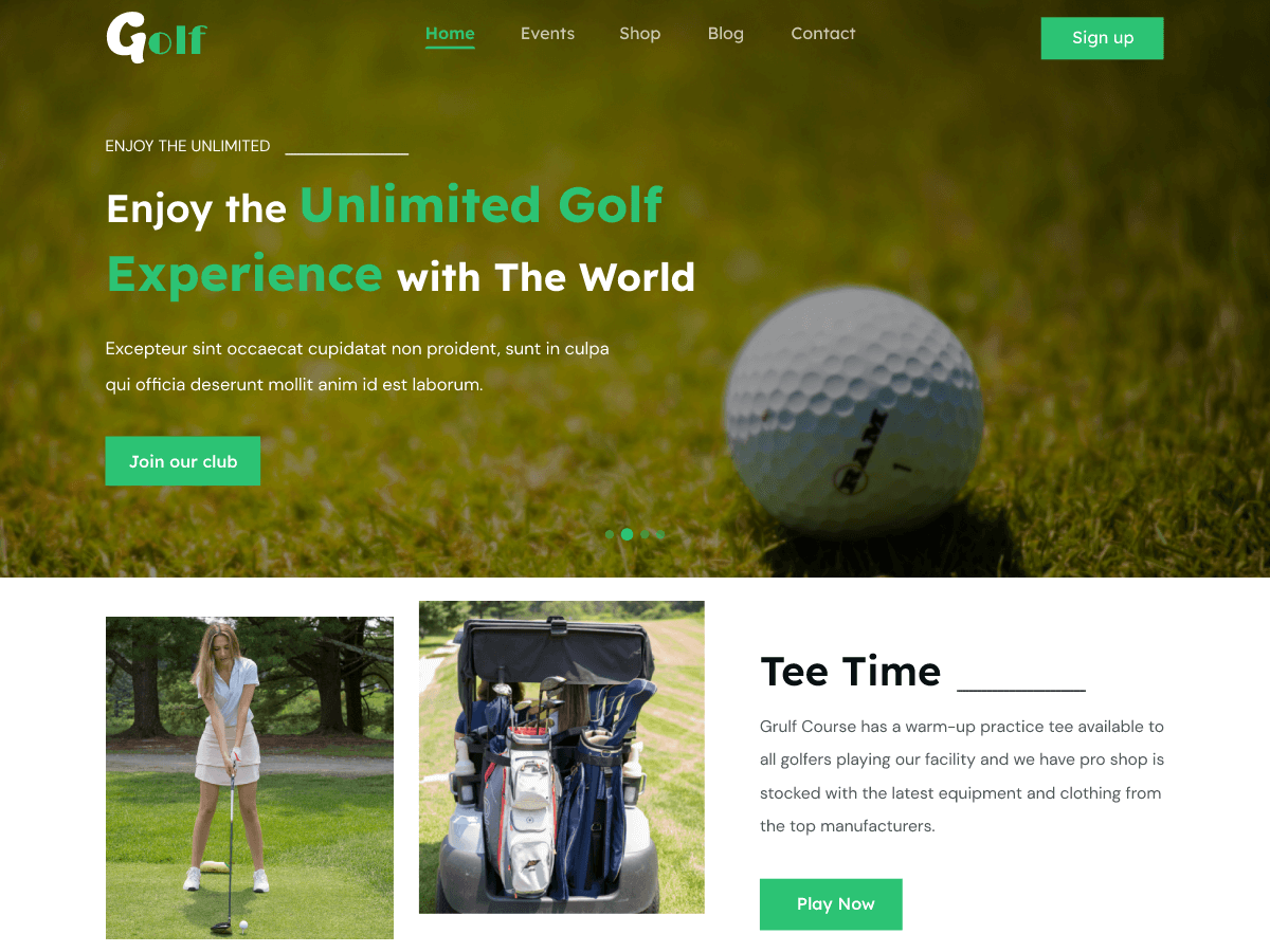 Golf Course Preview Wordpress Theme - Rating, Reviews, Preview, Demo & Download
