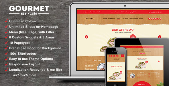 Gourmet Preview Wordpress Theme - Rating, Reviews, Preview, Demo & Download