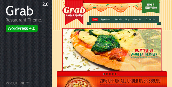 Grab Restaurant Preview Wordpress Theme - Rating, Reviews, Preview, Demo & Download