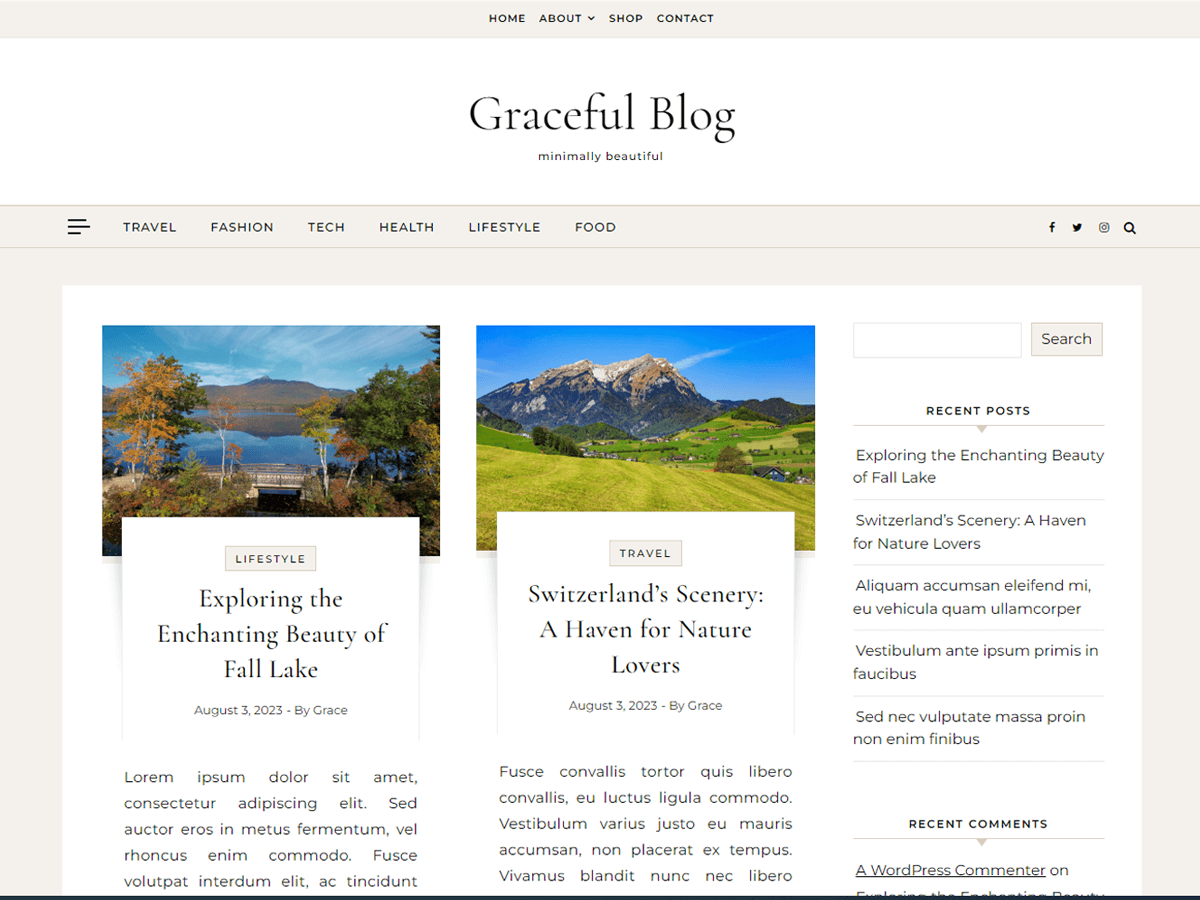Graceful Blog Preview Wordpress Theme - Rating, Reviews, Preview, Demo & Download