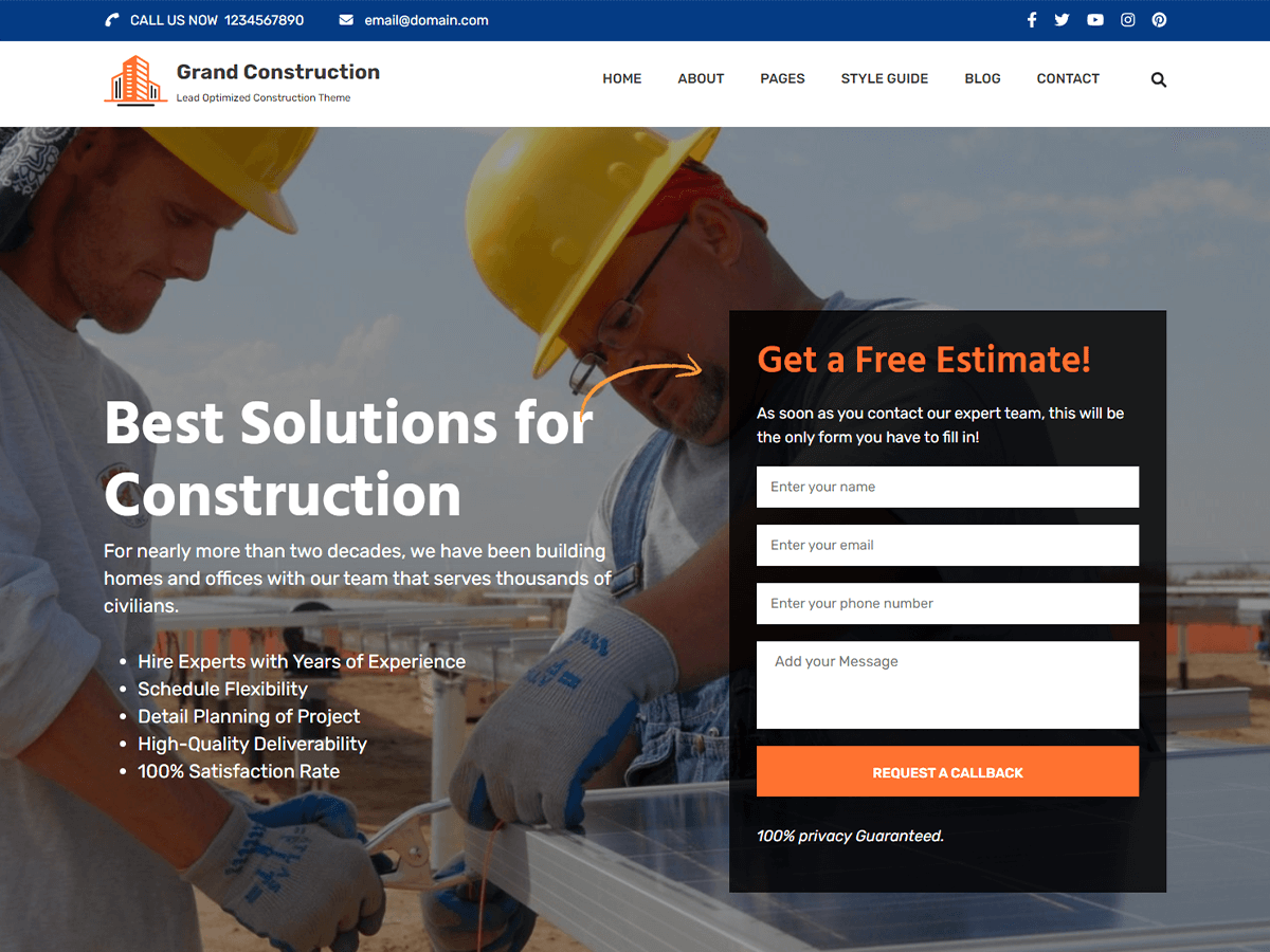 Grand Construction Preview Wordpress Theme - Rating, Reviews, Preview, Demo & Download