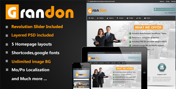 Grandon Multi Preview Wordpress Theme - Rating, Reviews, Preview, Demo & Download