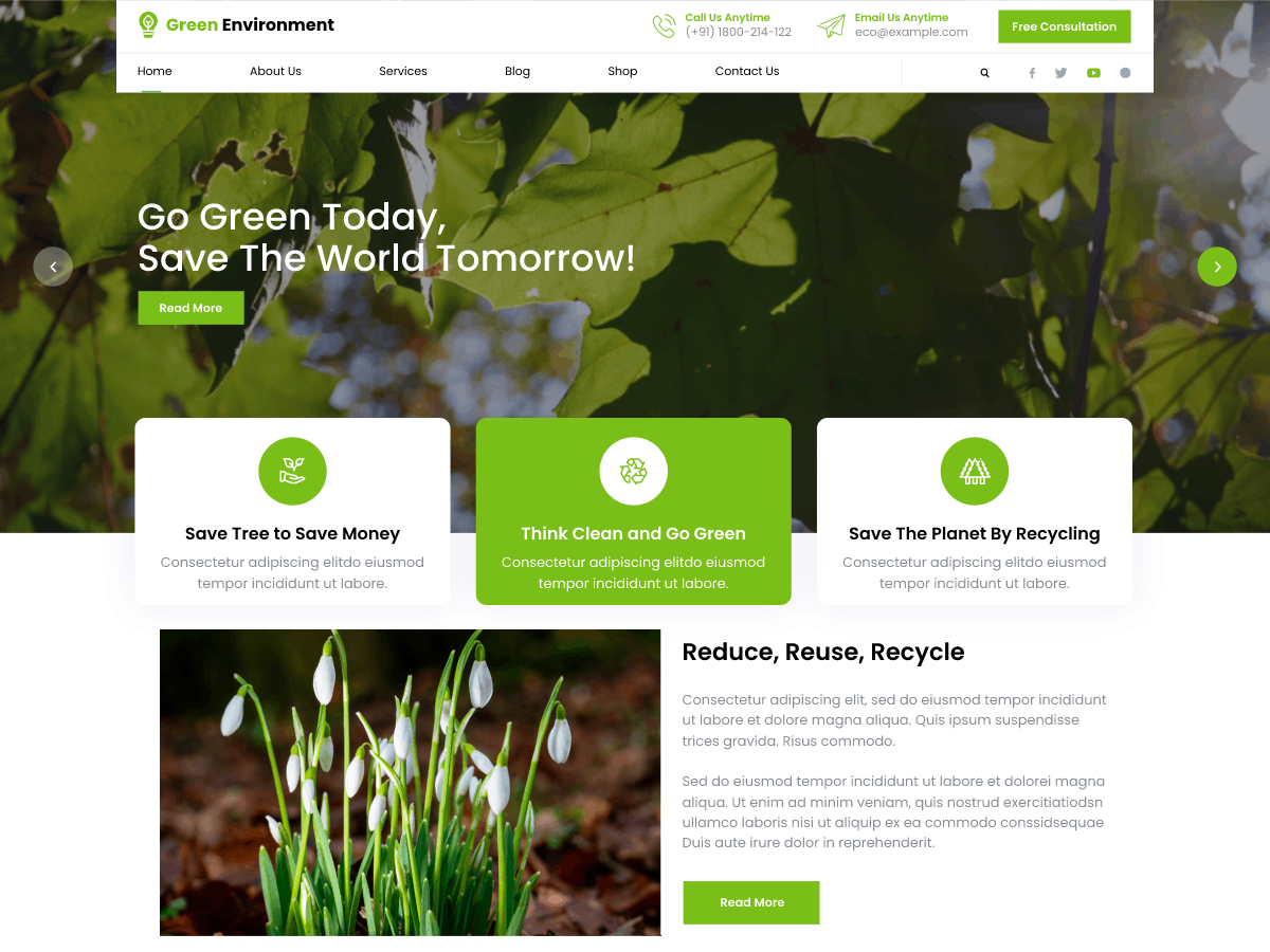 Green Environment Preview Wordpress Theme - Rating, Reviews, Preview, Demo & Download
