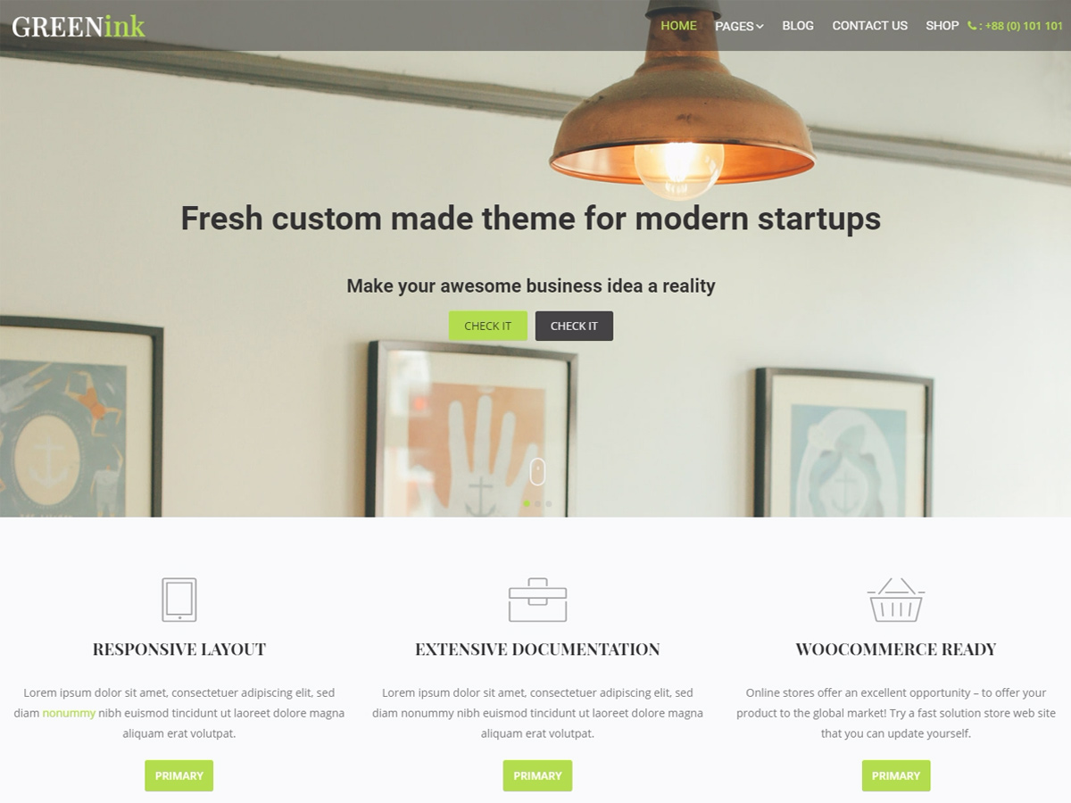 Green Ink Preview Wordpress Theme - Rating, Reviews, Preview, Demo & Download