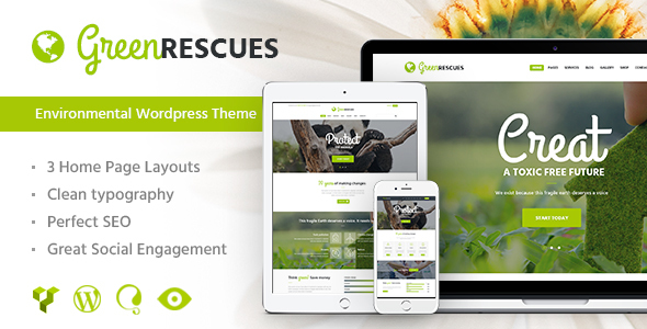 Green Rescues Preview Wordpress Theme - Rating, Reviews, Preview, Demo & Download