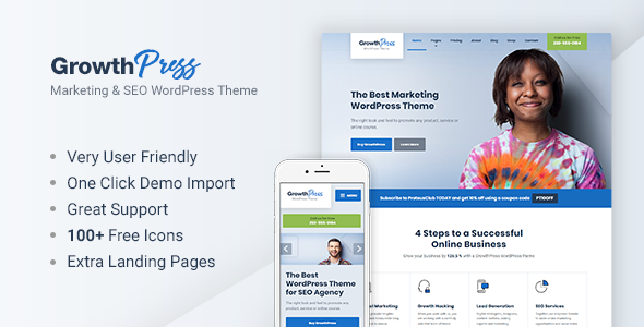 GrowthPress Preview Wordpress Theme - Rating, Reviews, Preview, Demo & Download