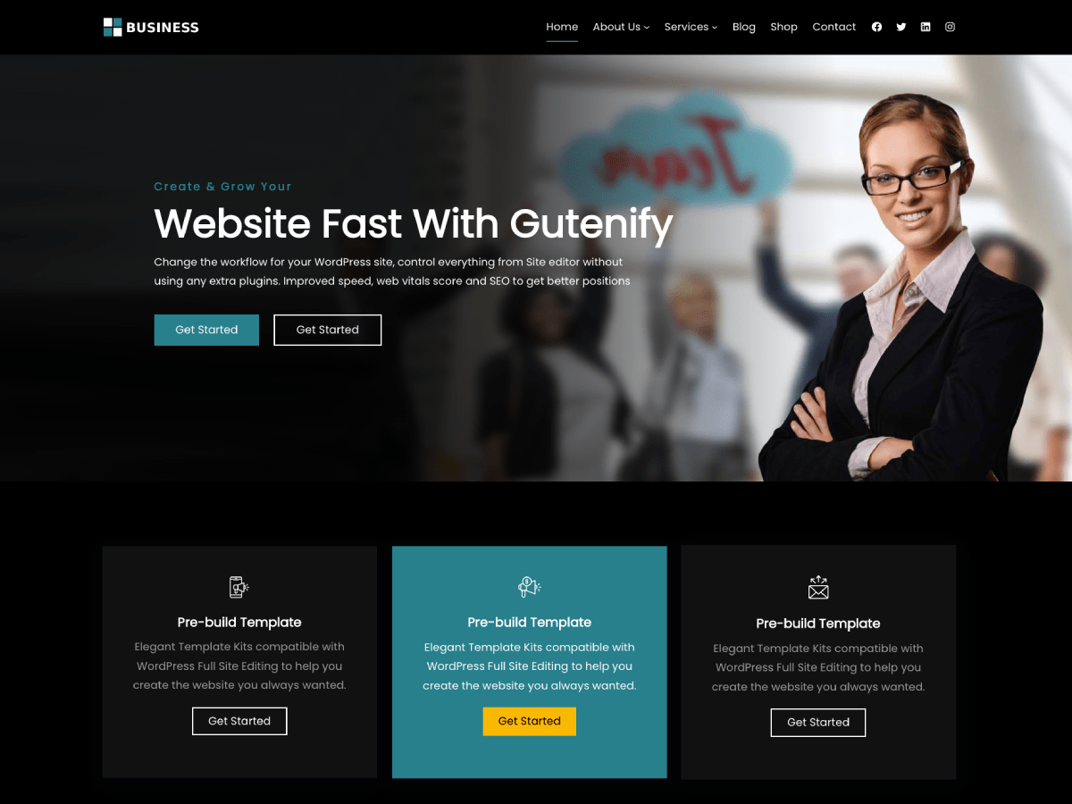 Gutenify Business Preview Wordpress Theme - Rating, Reviews, Preview, Demo & Download
