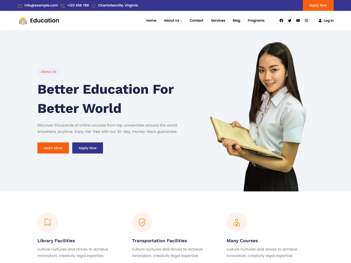 Gutenify Education Preview Wordpress Theme - Rating, Reviews, Preview, Demo & Download