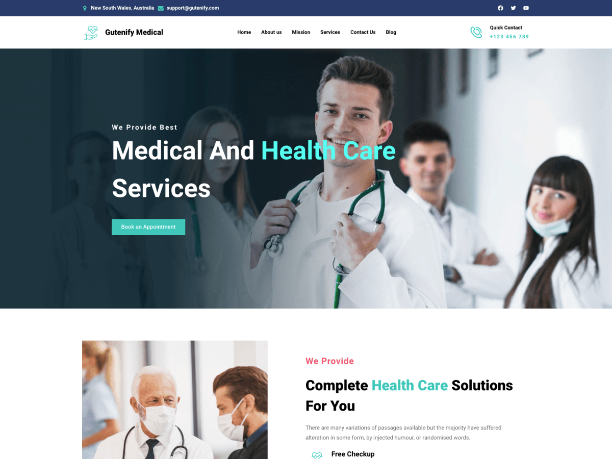 Gutenify Medical Preview Wordpress Theme - Rating, Reviews, Preview, Demo & Download