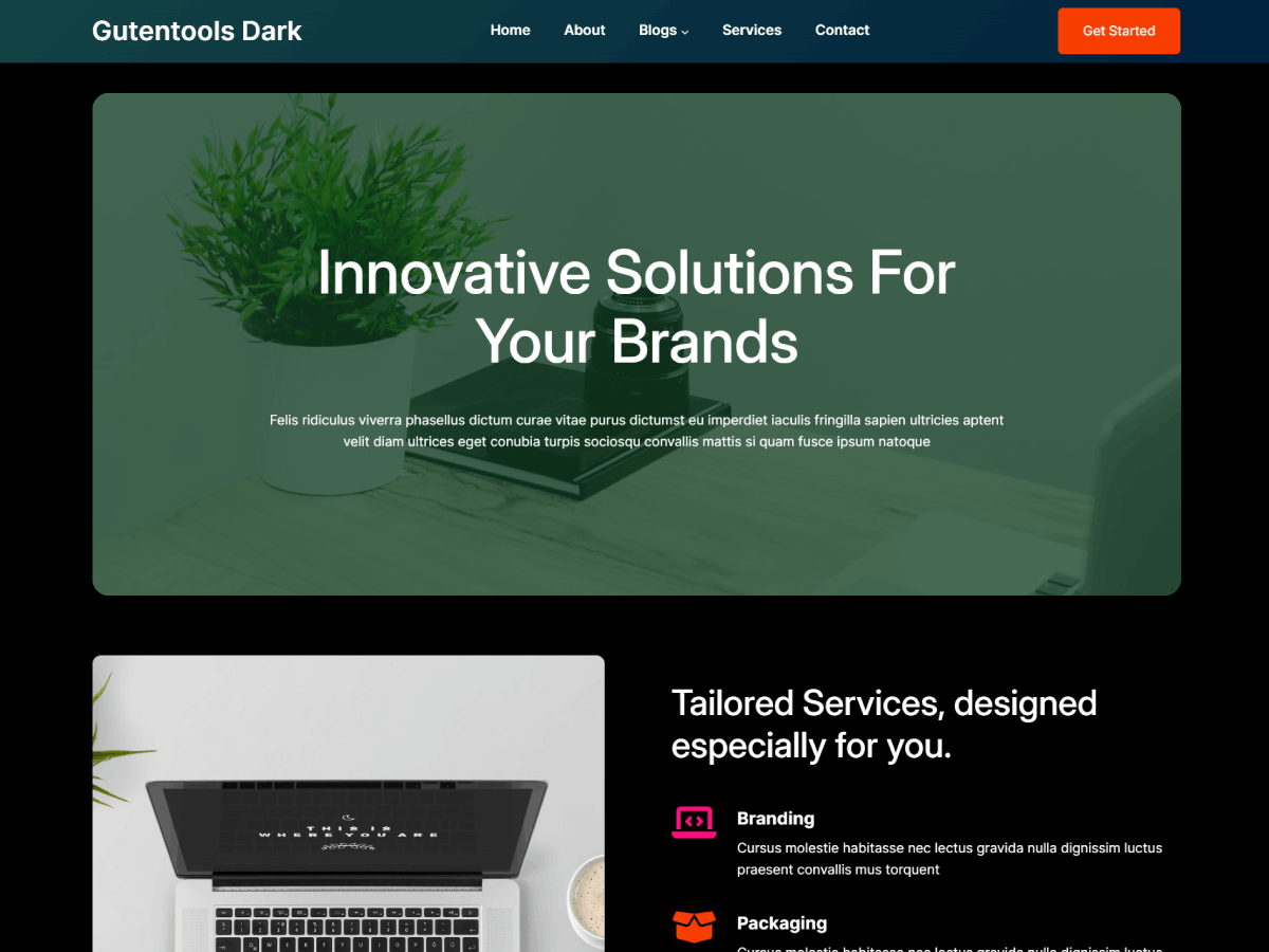 Gutentools Dark Preview Wordpress Theme - Rating, Reviews, Preview, Demo & Download