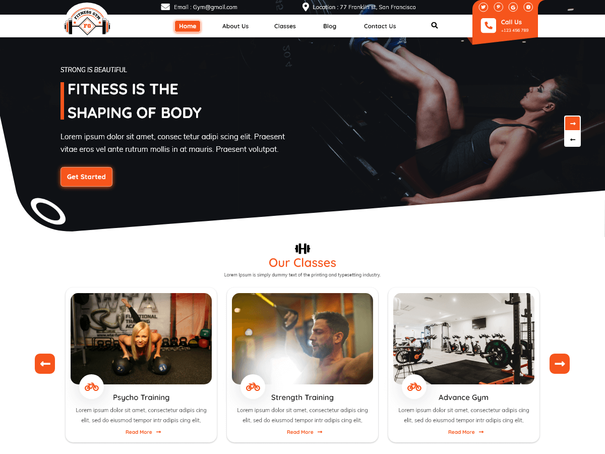 Gym Training Preview Wordpress Theme - Rating, Reviews, Preview, Demo & Download