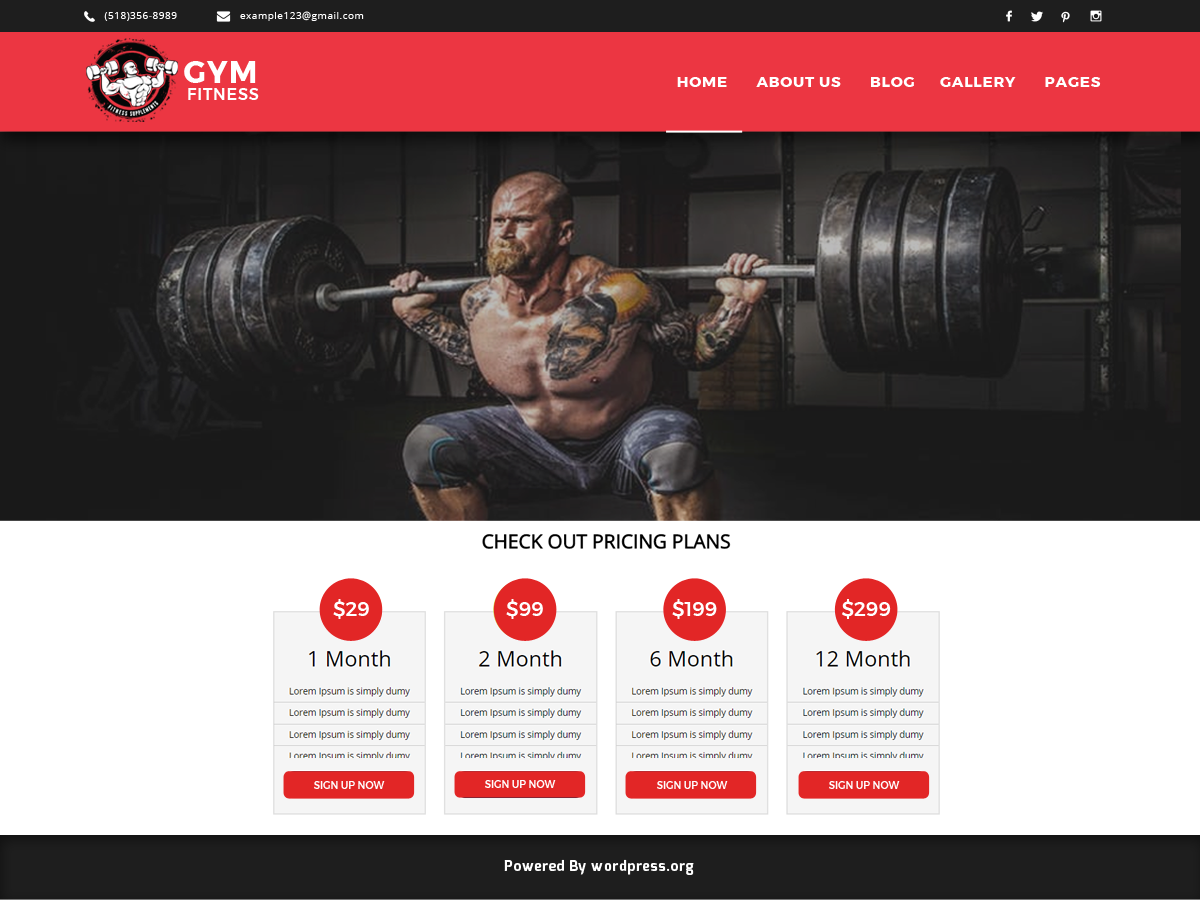 Gymfitness Preview Wordpress Theme - Rating, Reviews, Preview, Demo & Download