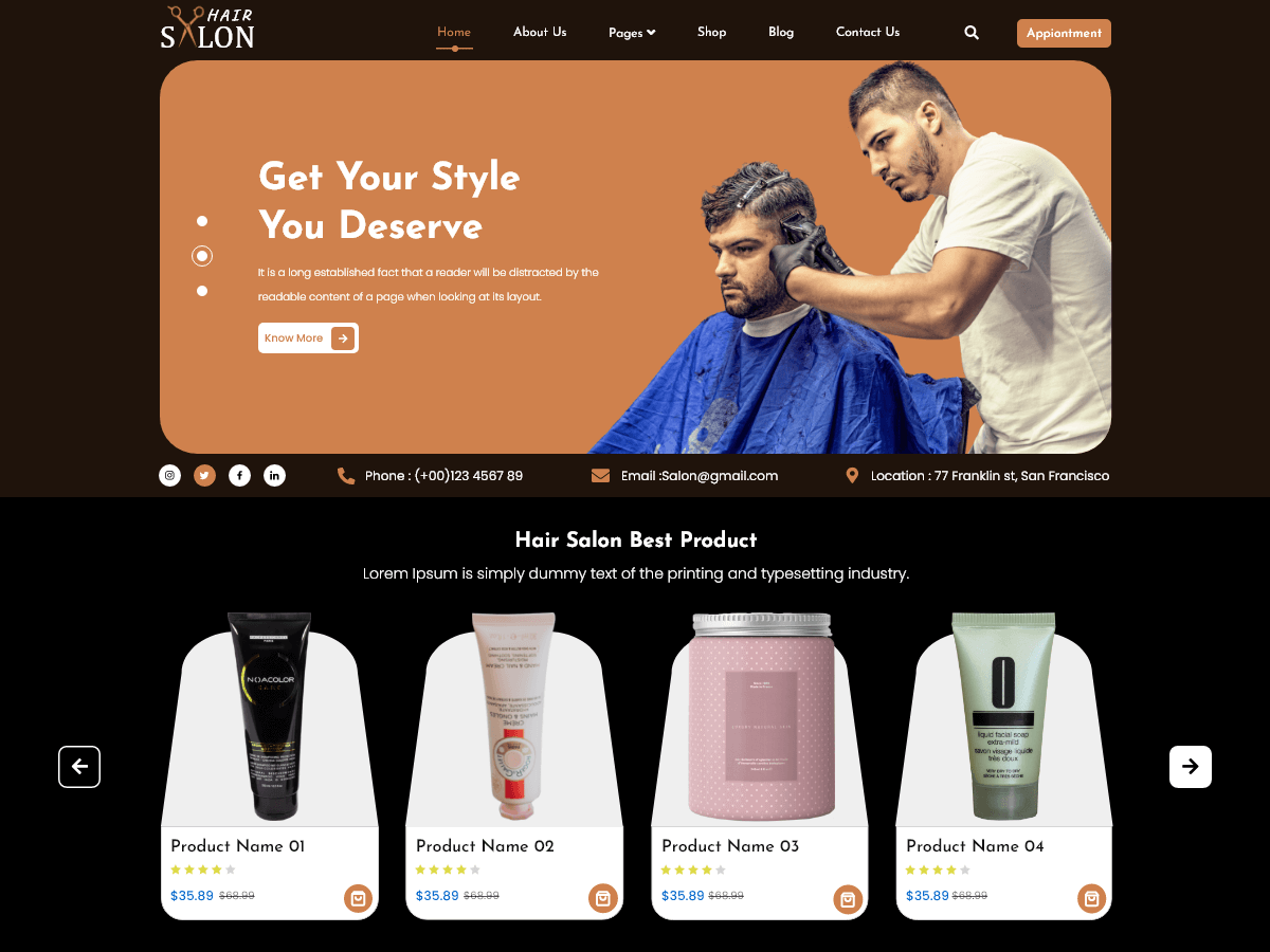 Hairstylist Salon Preview Wordpress Theme - Rating, Reviews, Preview, Demo & Download