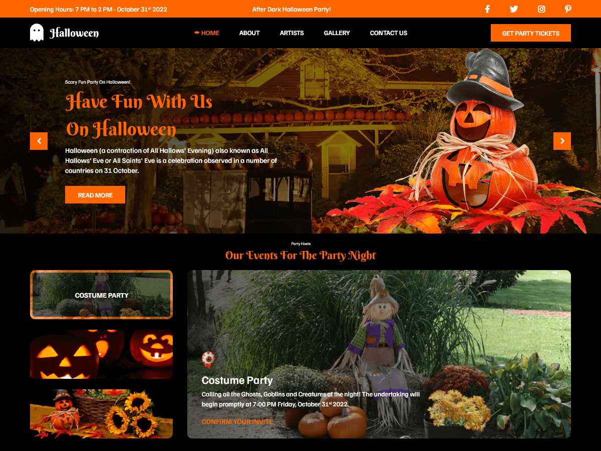 Halloween Party Preview Wordpress Theme - Rating, Reviews, Preview, Demo & Download