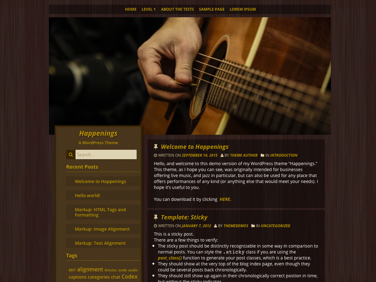 Happenings Preview Wordpress Theme - Rating, Reviews, Preview, Demo & Download