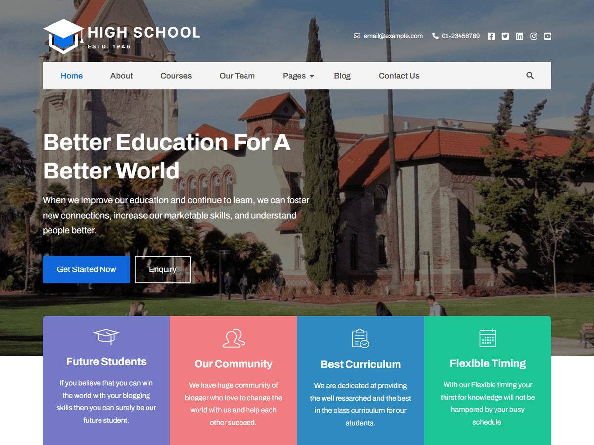 High School Preview Wordpress Theme - Rating, Reviews, Preview, Demo & Download