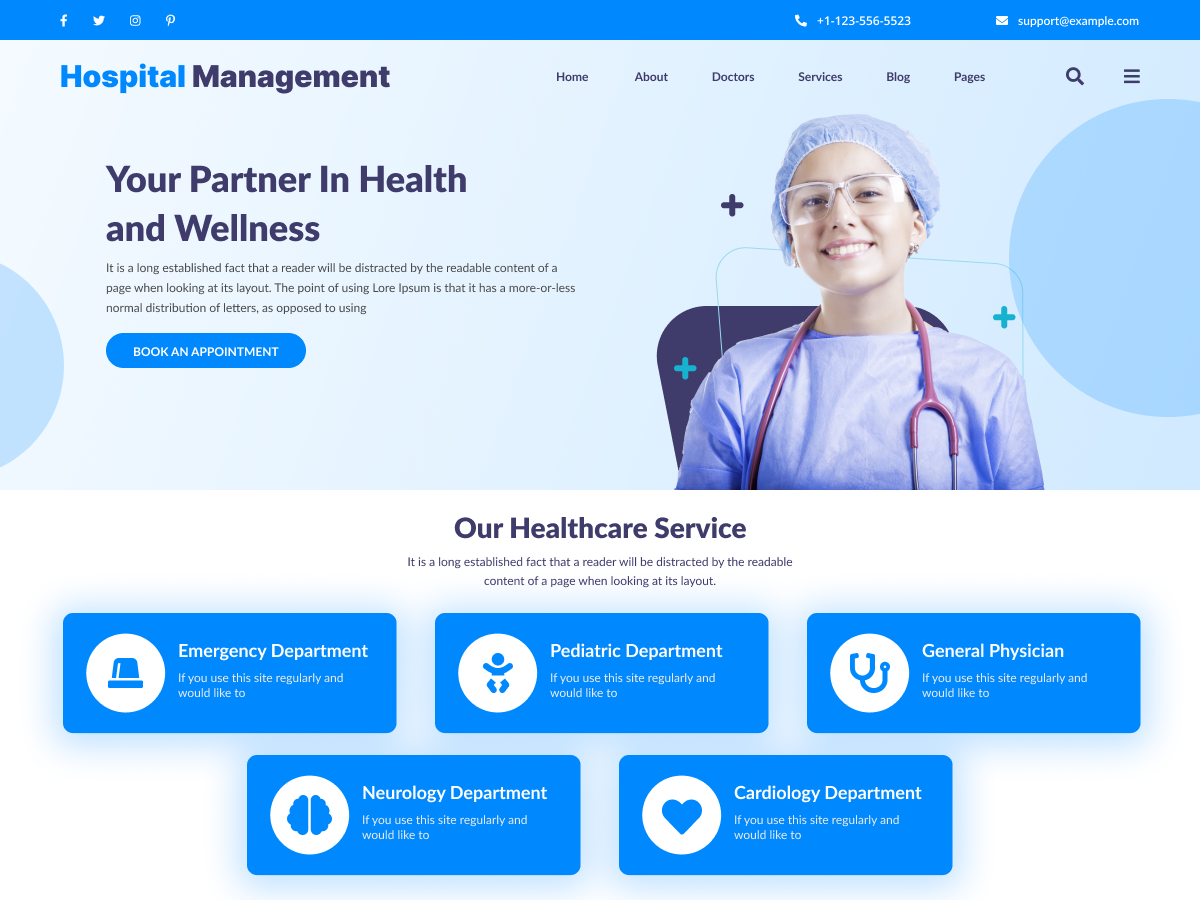 Hospital Management Preview Wordpress Theme - Rating, Reviews, Preview, Demo & Download