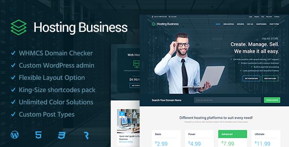 Hosting Business Preview Wordpress Theme - Rating, Reviews, Preview, Demo & Download