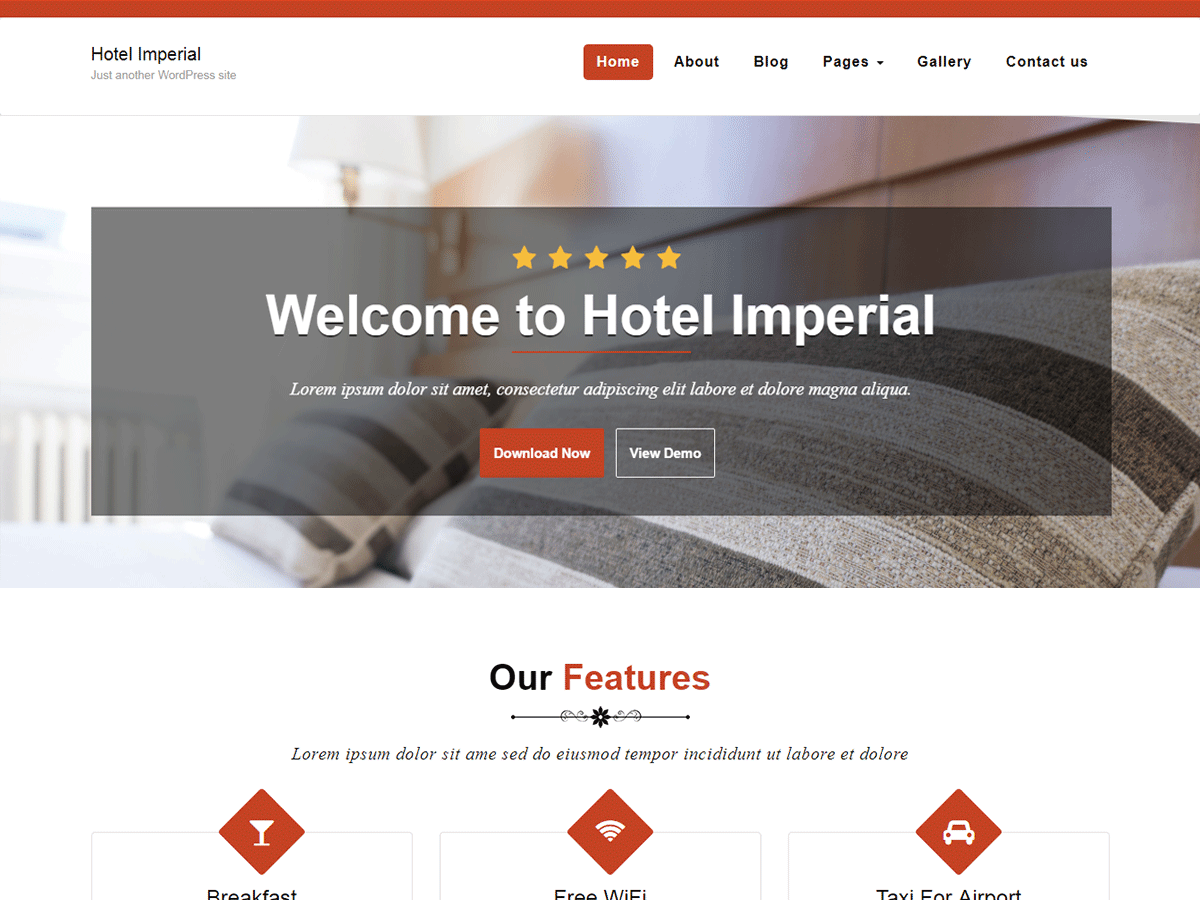 Hotel Imperial Preview Wordpress Theme - Rating, Reviews, Preview, Demo & Download