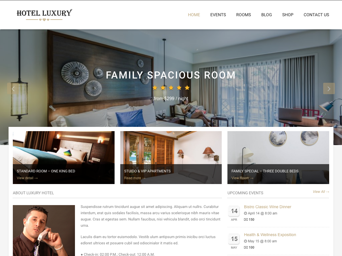 Hotel Luxury Preview Wordpress Theme - Rating, Reviews, Preview, Demo & Download