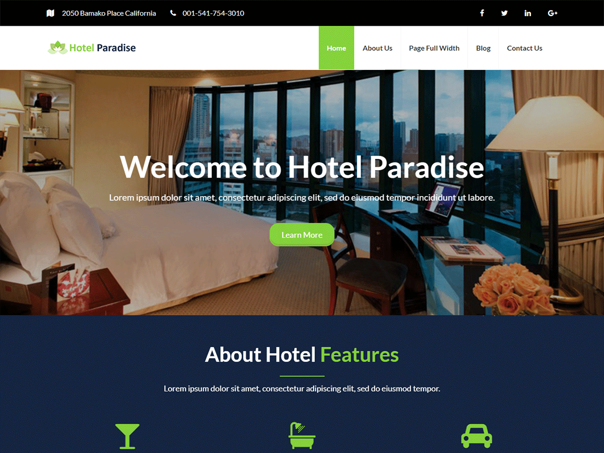 Hotel Paradise Preview Wordpress Theme - Rating, Reviews, Preview, Demo & Download