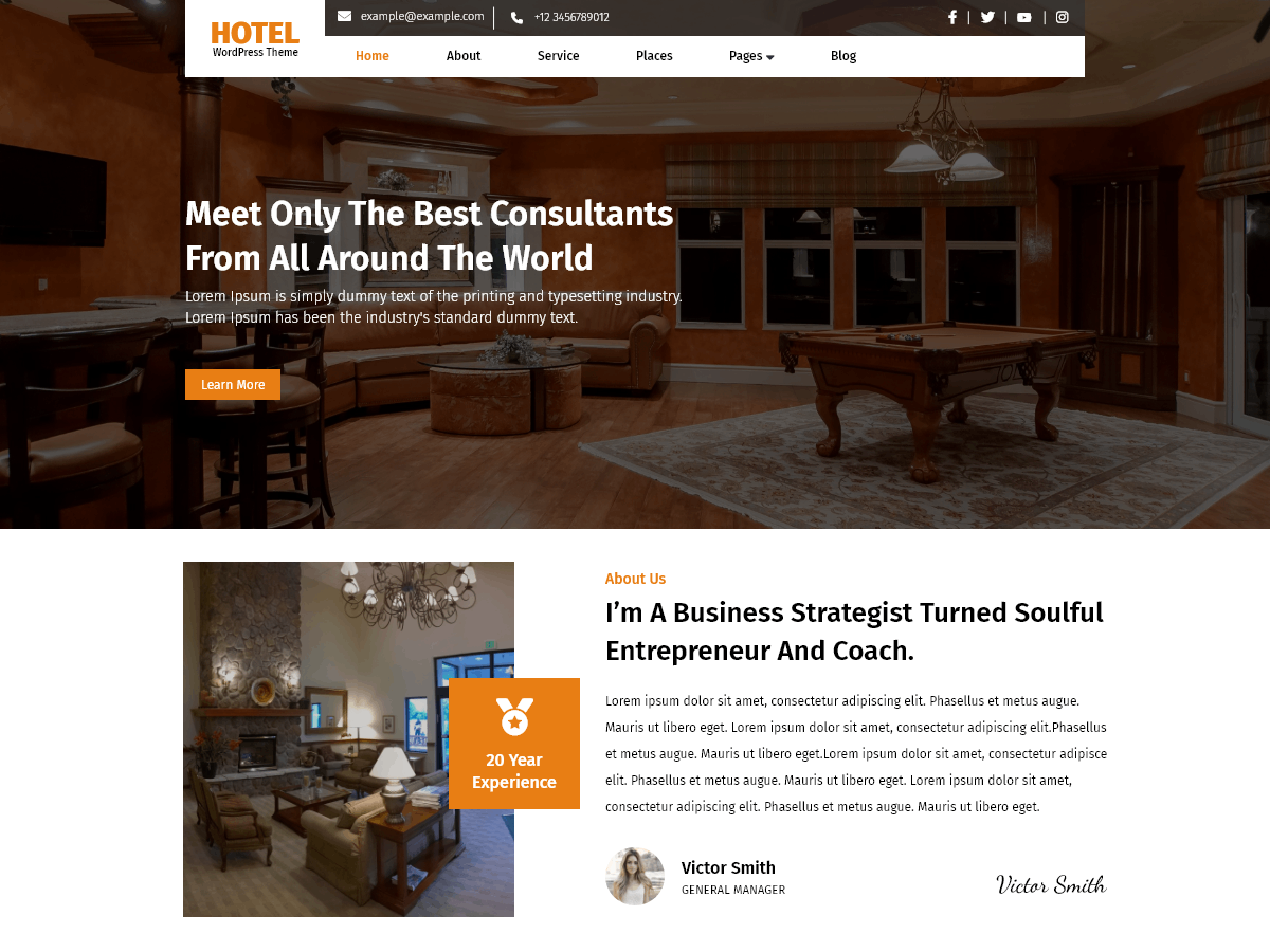 Hotel Suite Preview Wordpress Theme - Rating, Reviews, Preview, Demo & Download