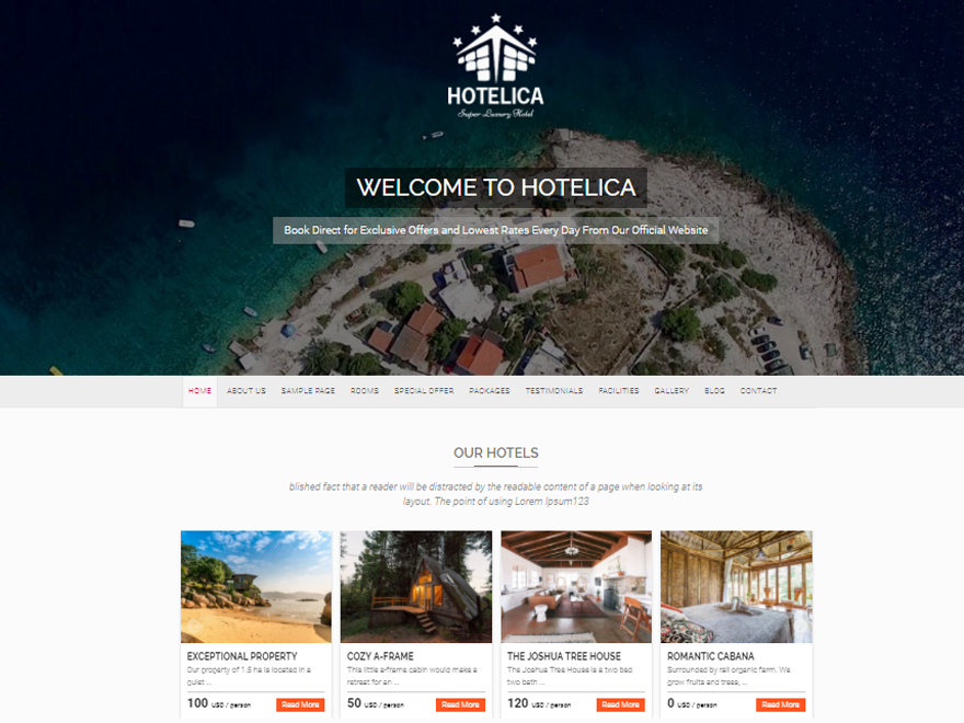 Hotelica Preview Wordpress Theme - Rating, Reviews, Preview, Demo & Download