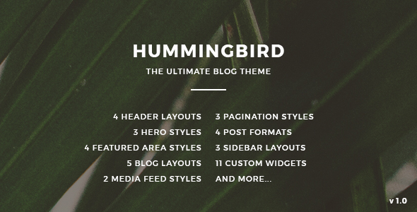 Hummingbird Preview Wordpress Theme - Rating, Reviews, Preview, Demo & Download