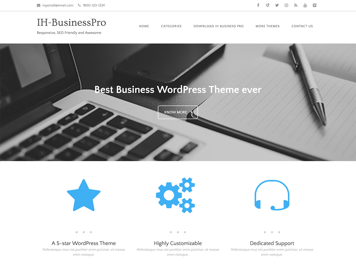 IH Business Preview Wordpress Theme - Rating, Reviews, Preview, Demo & Download