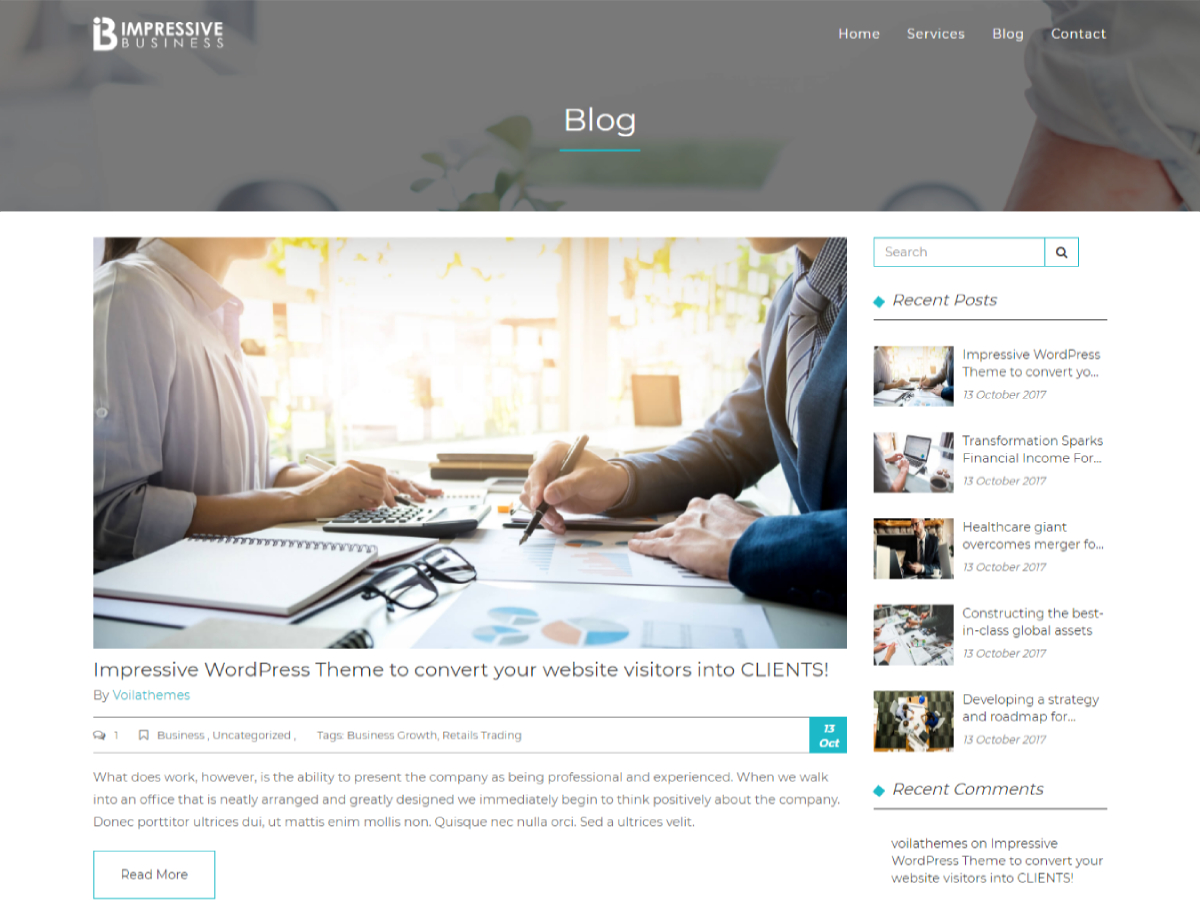 Impressive Business Preview Wordpress Theme - Rating, Reviews, Preview, Demo & Download