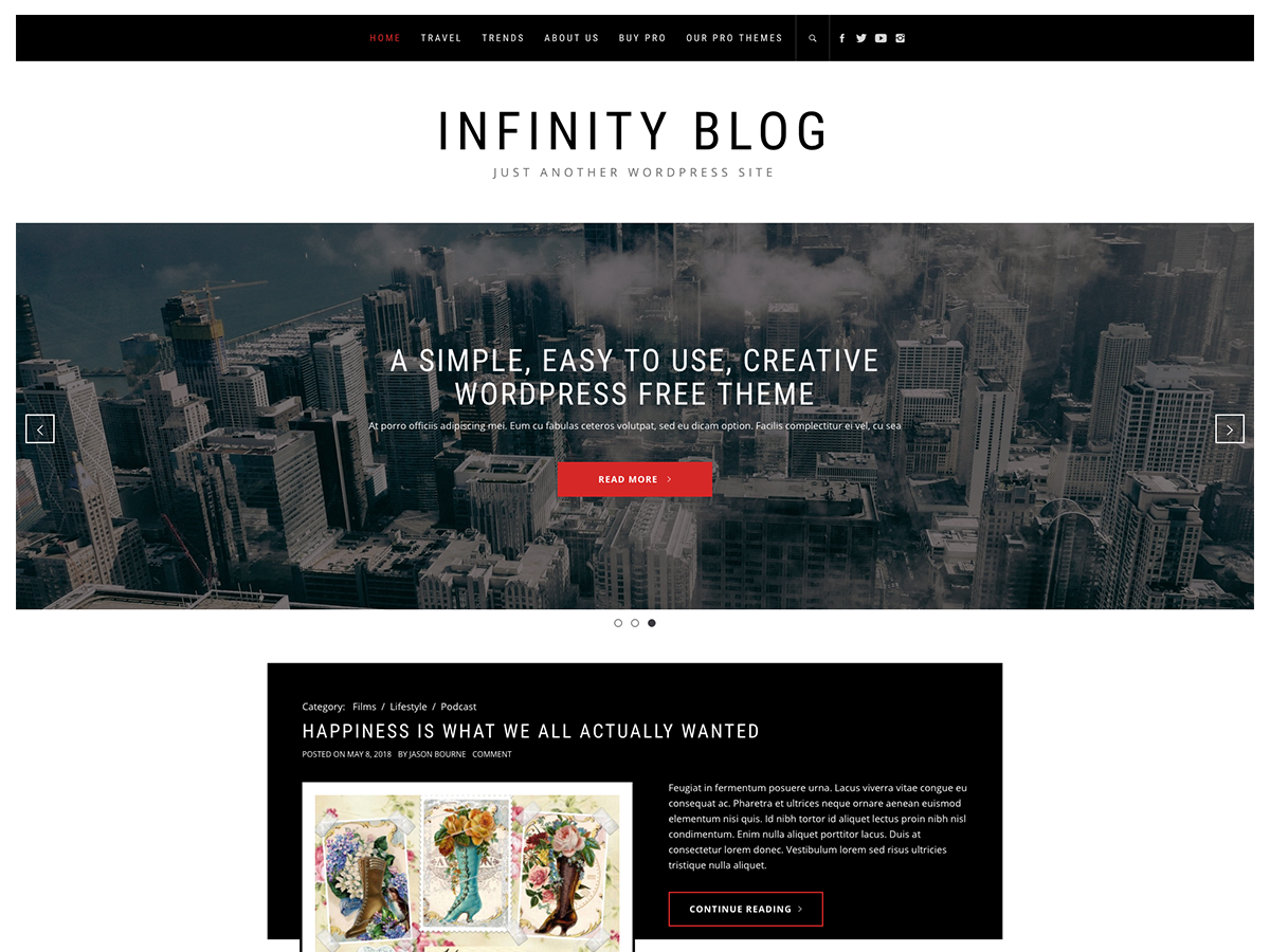 Infinity Blog Preview Wordpress Theme - Rating, Reviews, Preview, Demo & Download