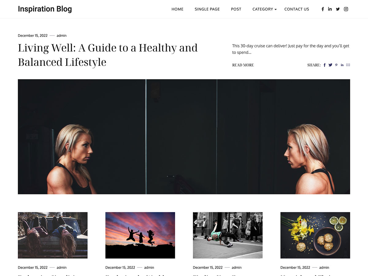 Inspiration Blog Preview Wordpress Theme - Rating, Reviews, Preview, Demo & Download