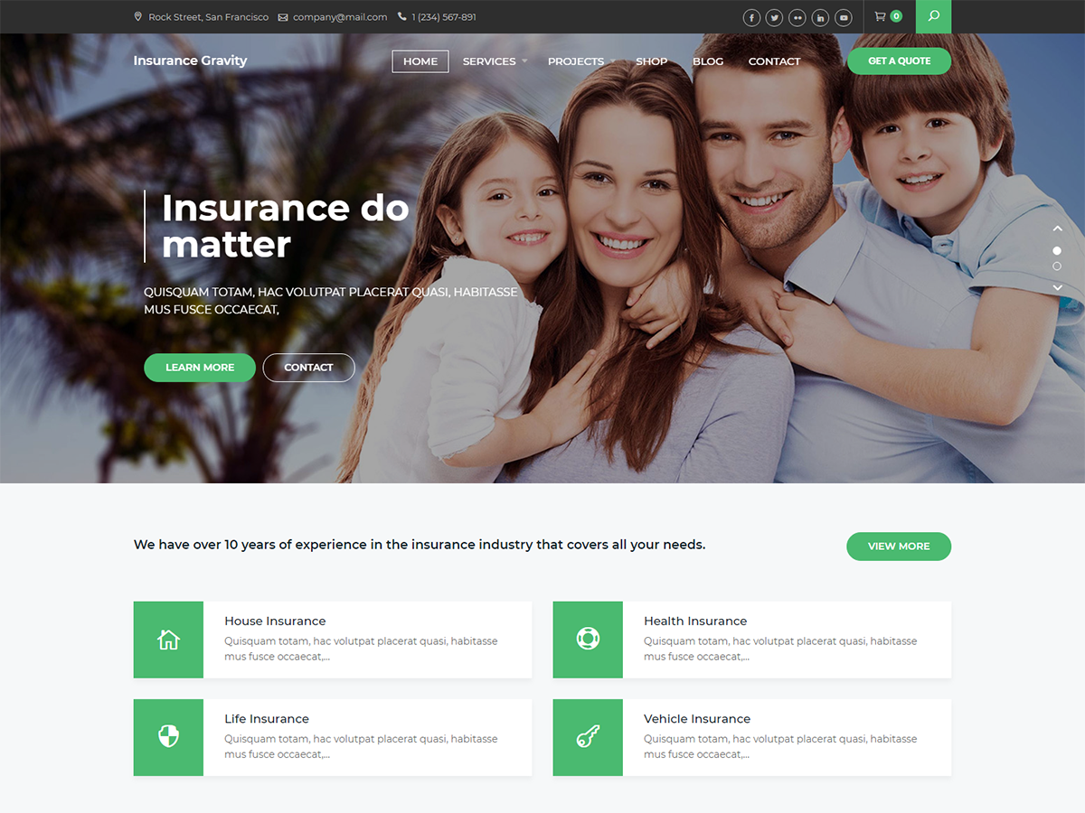 Insurance Gravity Preview Wordpress Theme - Rating, Reviews, Preview, Demo & Download