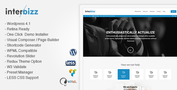 Interbizz Multipurpose Preview Wordpress Theme - Rating, Reviews, Preview, Demo & Download