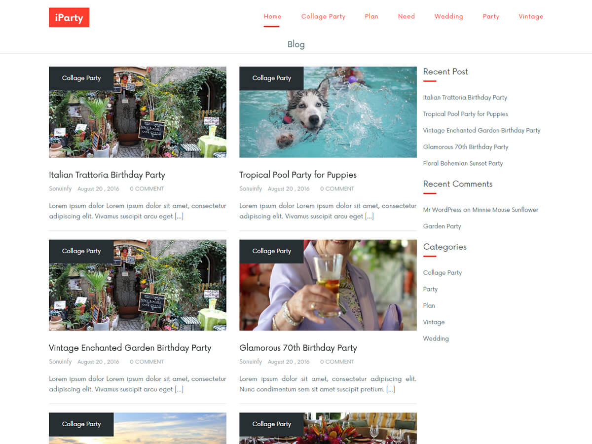 IParty Preview Wordpress Theme - Rating, Reviews, Preview, Demo & Download