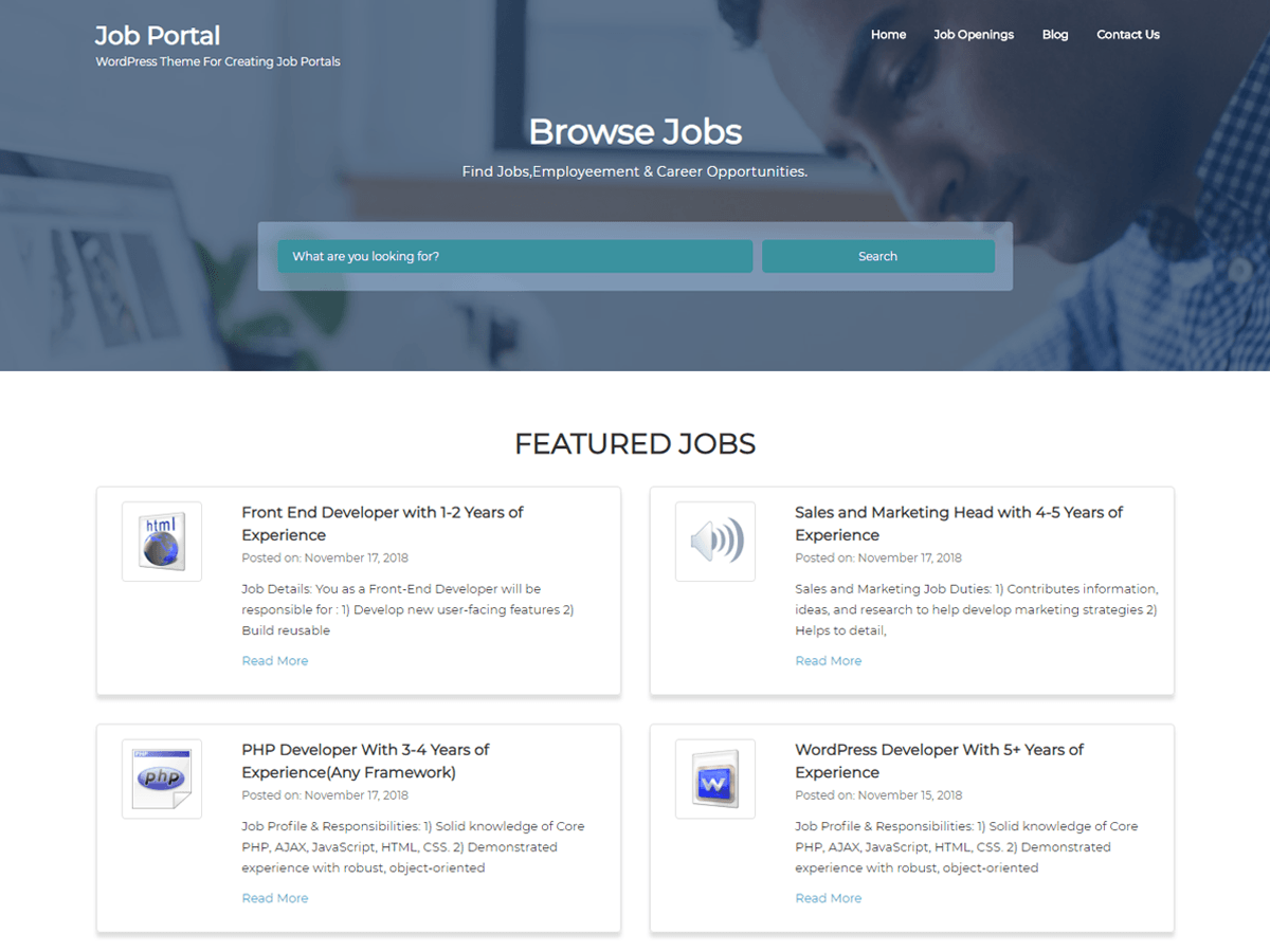Job Portal Preview Wordpress Theme - Rating, Reviews, Preview, Demo & Download