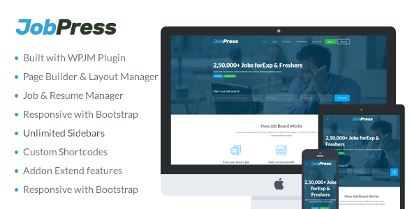 JobPress Preview Wordpress Theme - Rating, Reviews, Preview, Demo & Download