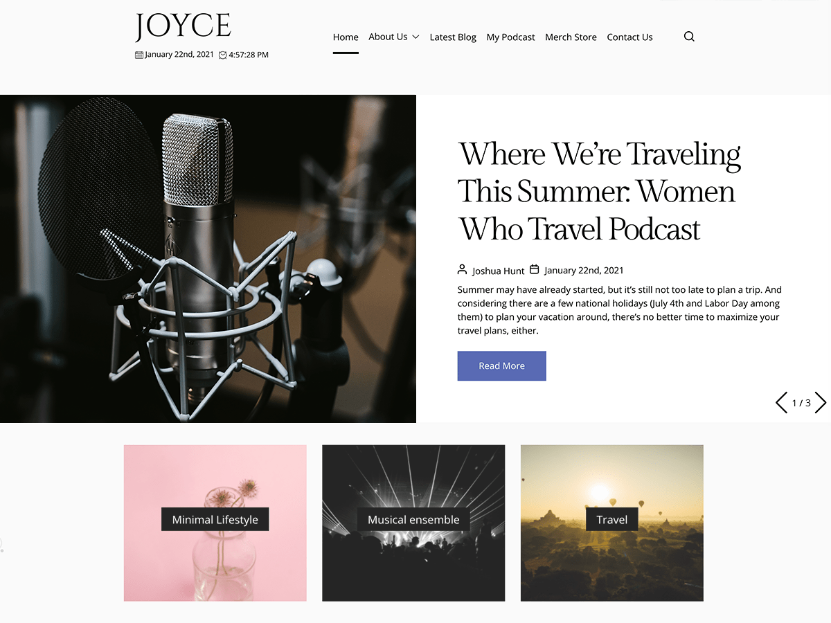 Joyce Preview Wordpress Theme - Rating, Reviews, Preview, Demo & Download