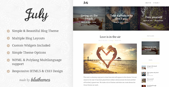 July Preview Wordpress Theme - Rating, Reviews, Preview, Demo & Download